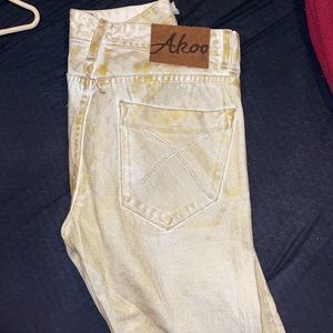 Akoo jeans gold and white  jeans mens 32